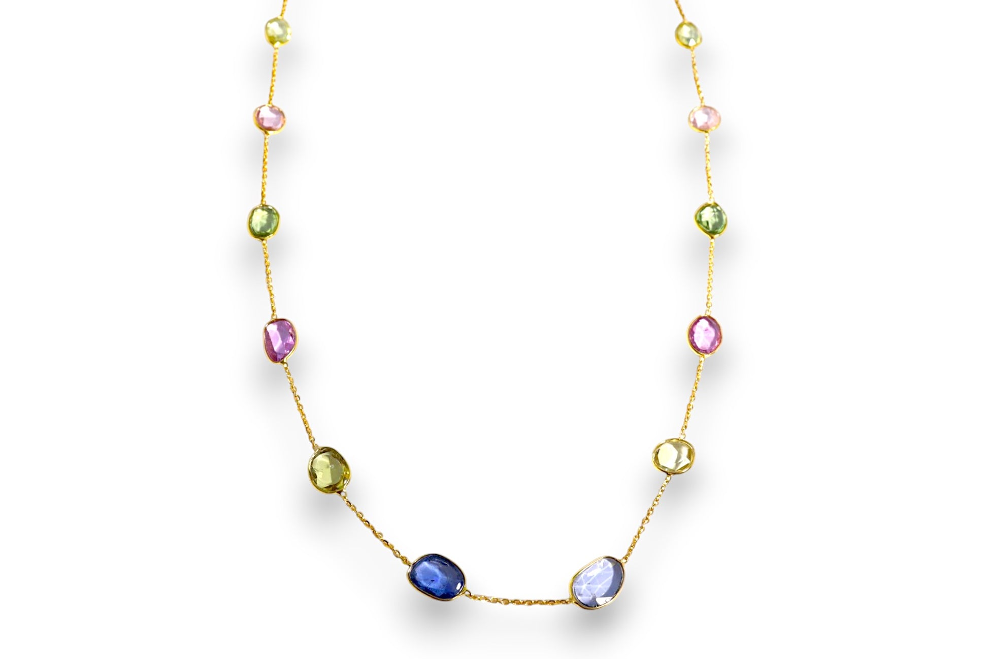NATURAL RAINBOW SAPPHIRE STATION NECKLACE image 1