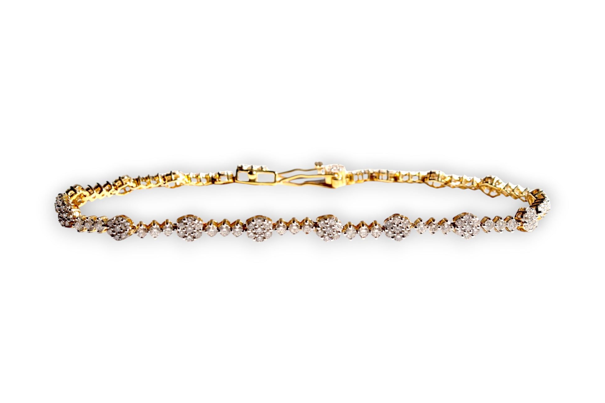 BRILLIANT CUT DIAMOND FLOWER CLUSTER TENNIS BRACELET image 2