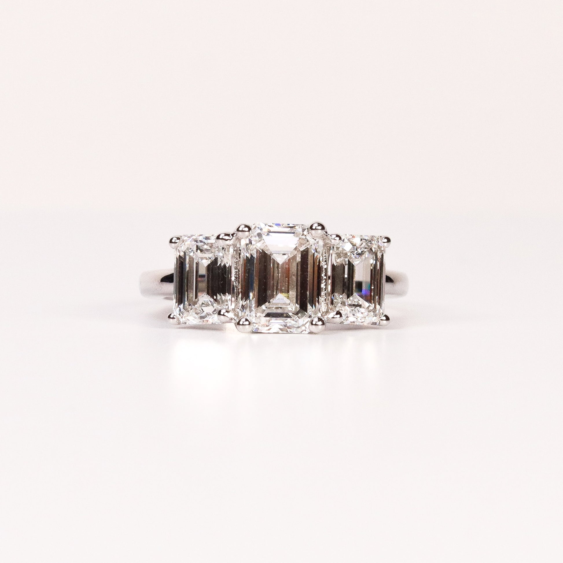 LAB-GROWN DIAMOND EMERALD-CUT TRINITY THREE-STONE ENGAGEMENT RING image 0