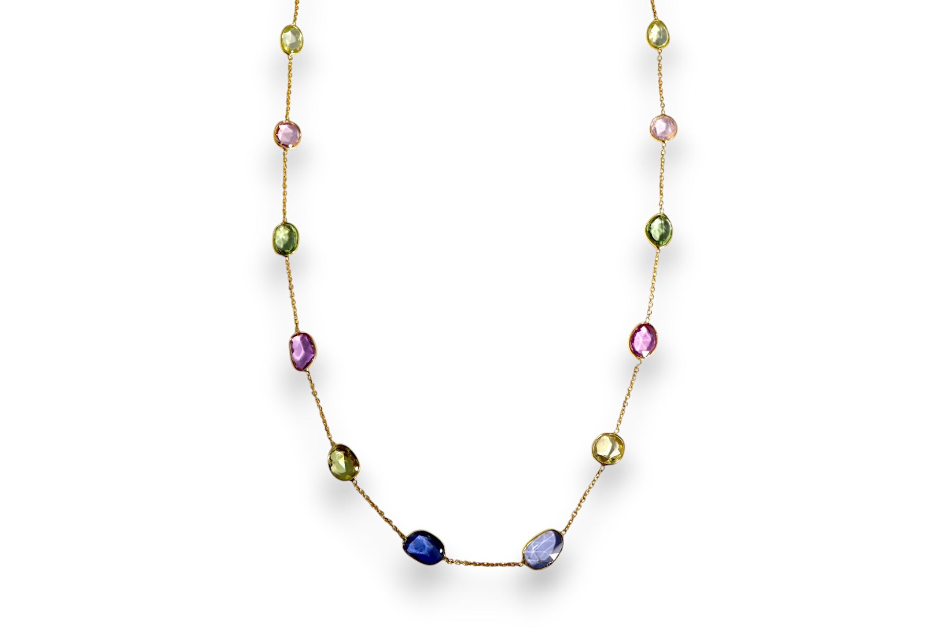 NATURAL RAINBOW SAPPHIRE STATION NECKLACE image 3