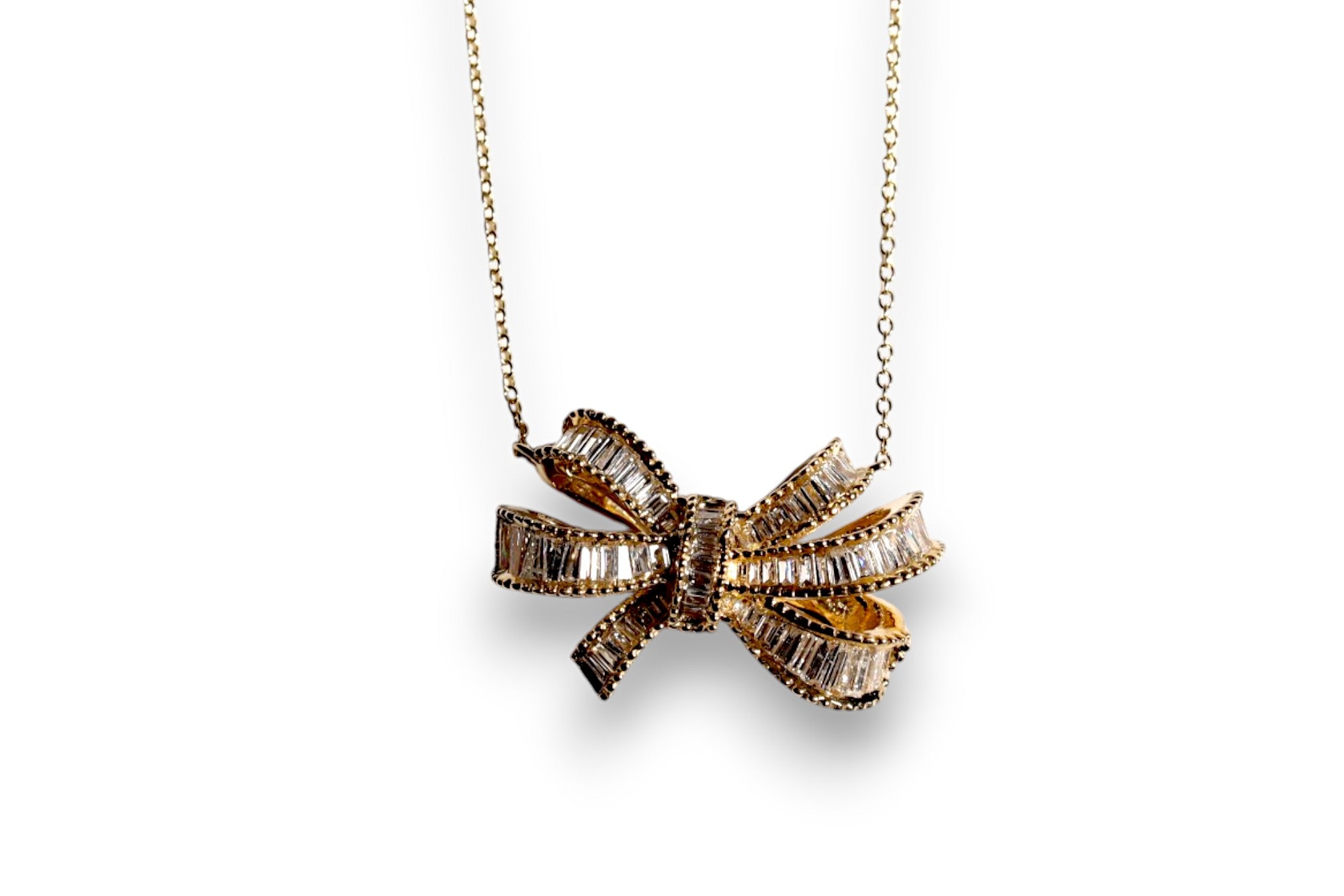 BAGUETTE DIAMOND CHANNEL-SET BOW PENDANT NECKLACE image 0