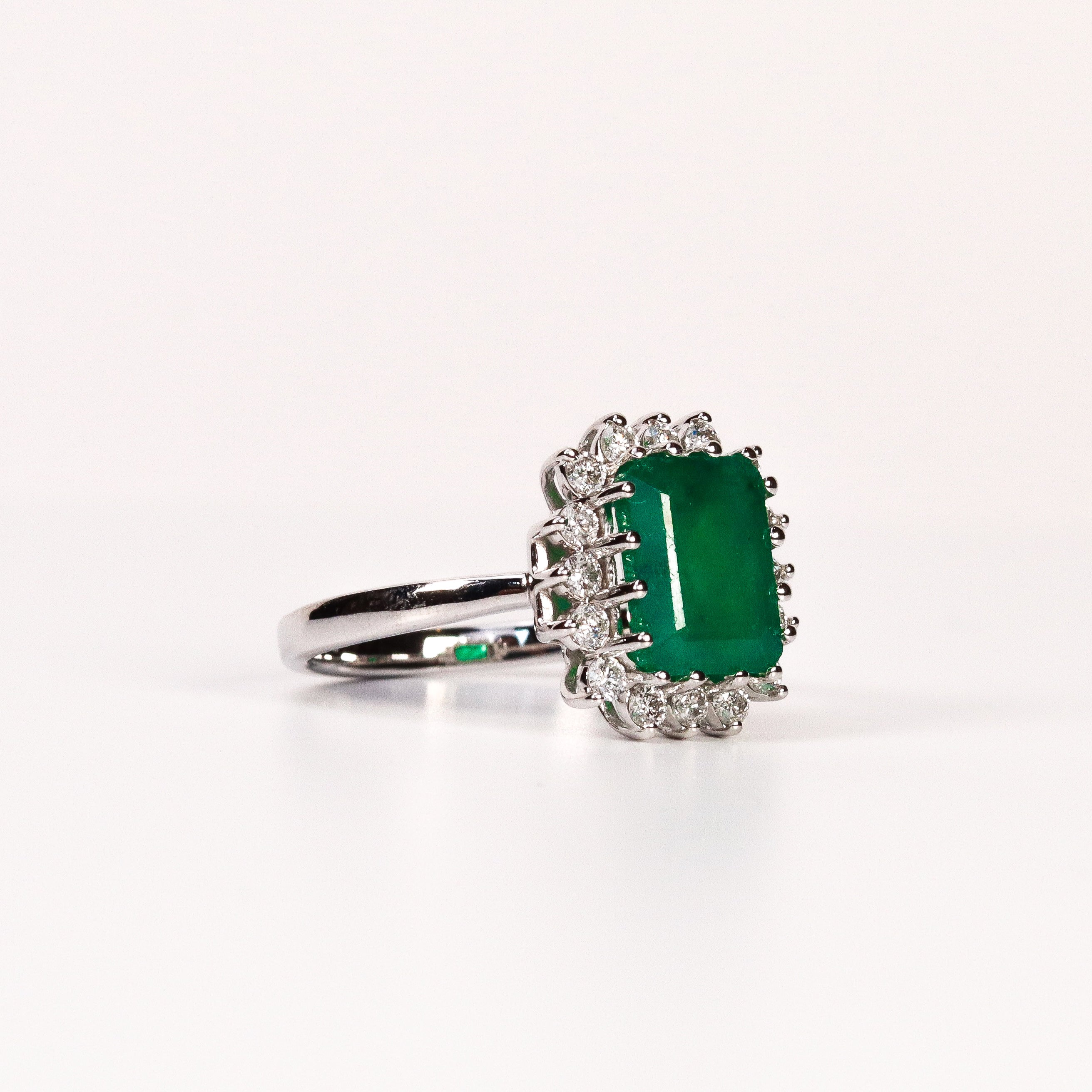 EMERALD & DIAMOND STARBURST CROWN HALO RING image 1