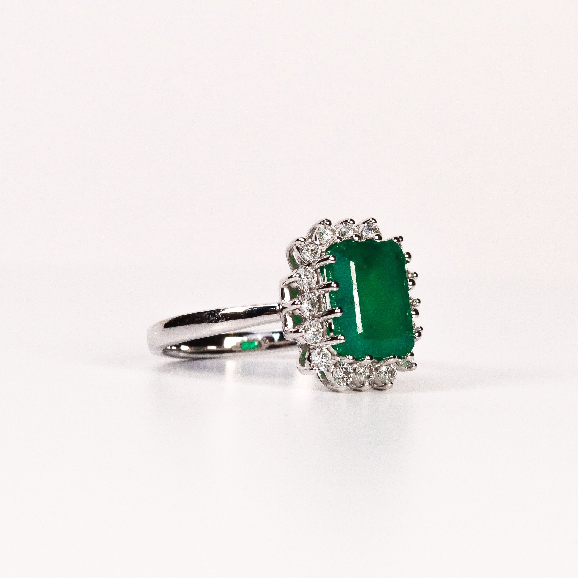 EMERALD & DIAMOND STARBURST CROWN HALO RING image 1