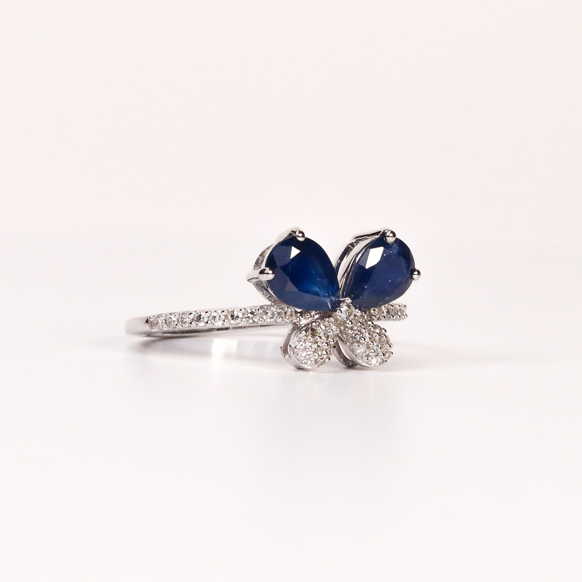 BLUE SAPPHIRE & DIAMOND BUTTERFLY RING image 1