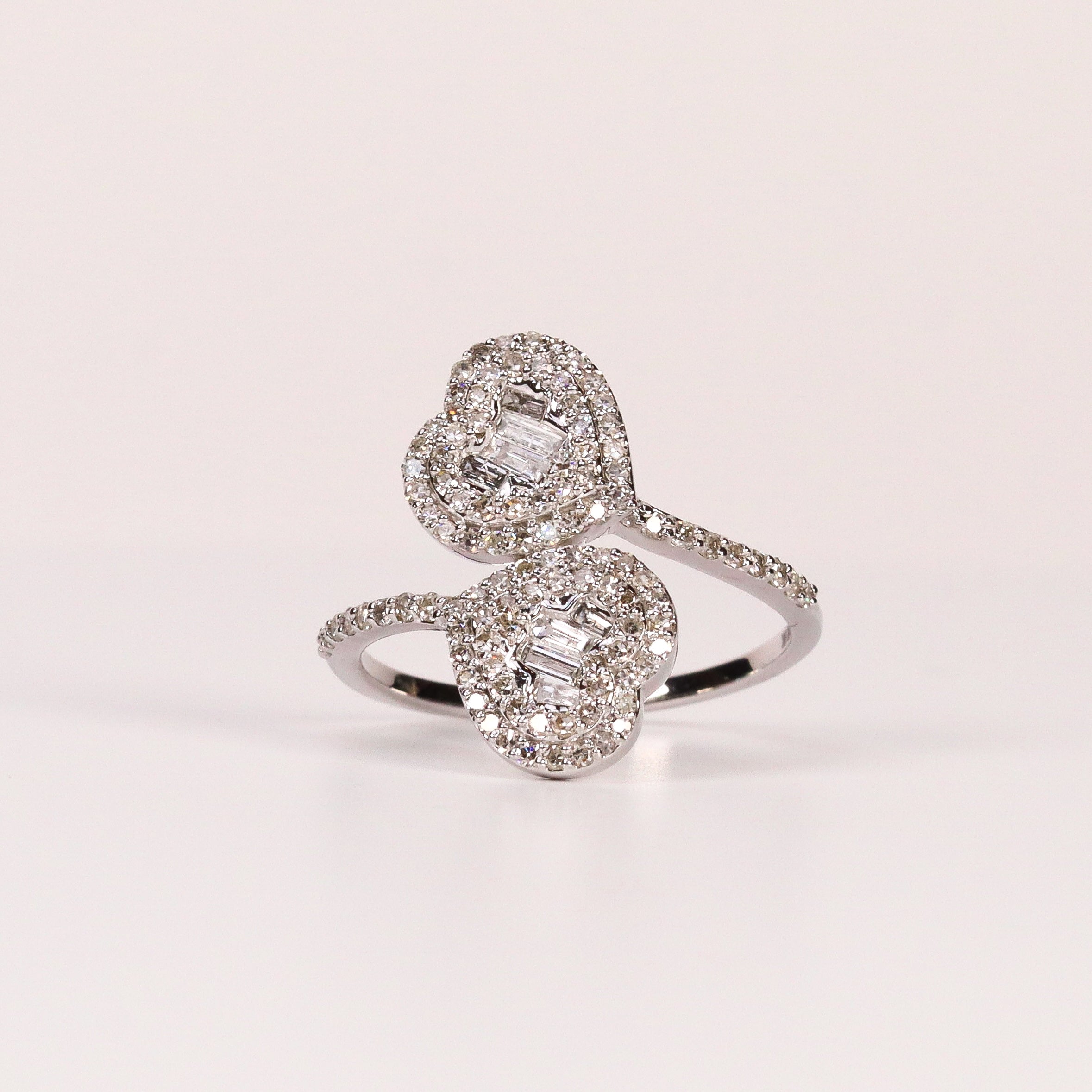 DIAMOND DOUBLE HEART CUFF RING image 0