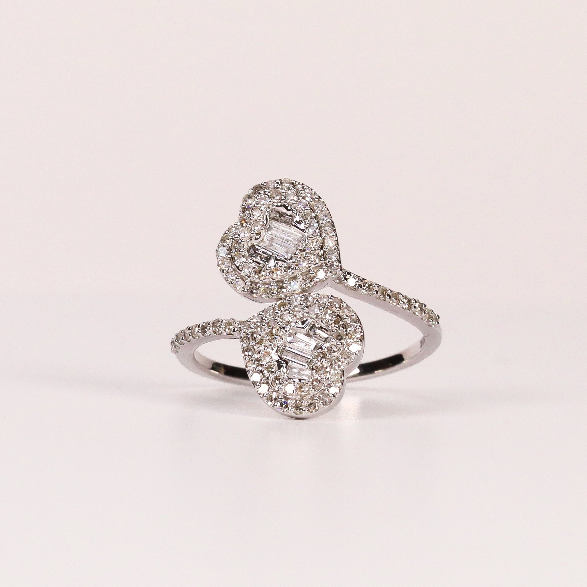 DIAMOND DOUBLE HEART CUFF RING image 0