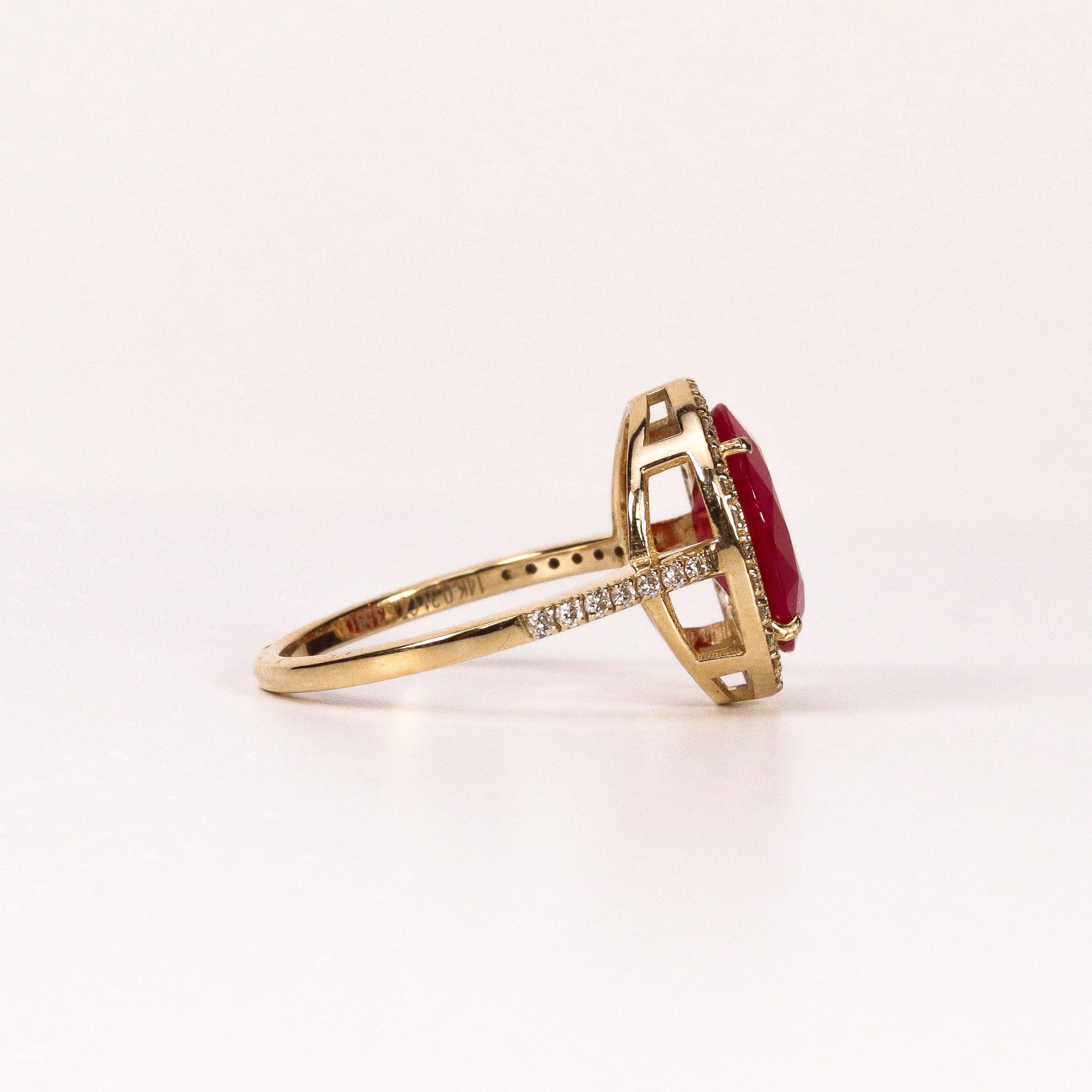 RUBY & DIAMOND OVAL HALO RING image 2