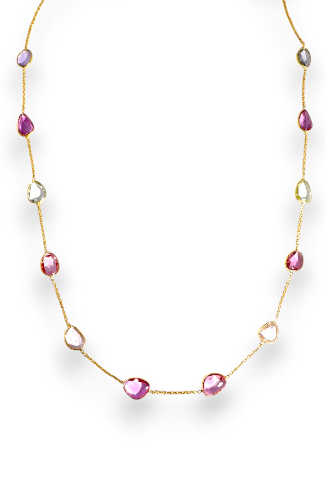 NATURAL MULTI-COLOR SAPPHIRE STATION NECKLACE image 2