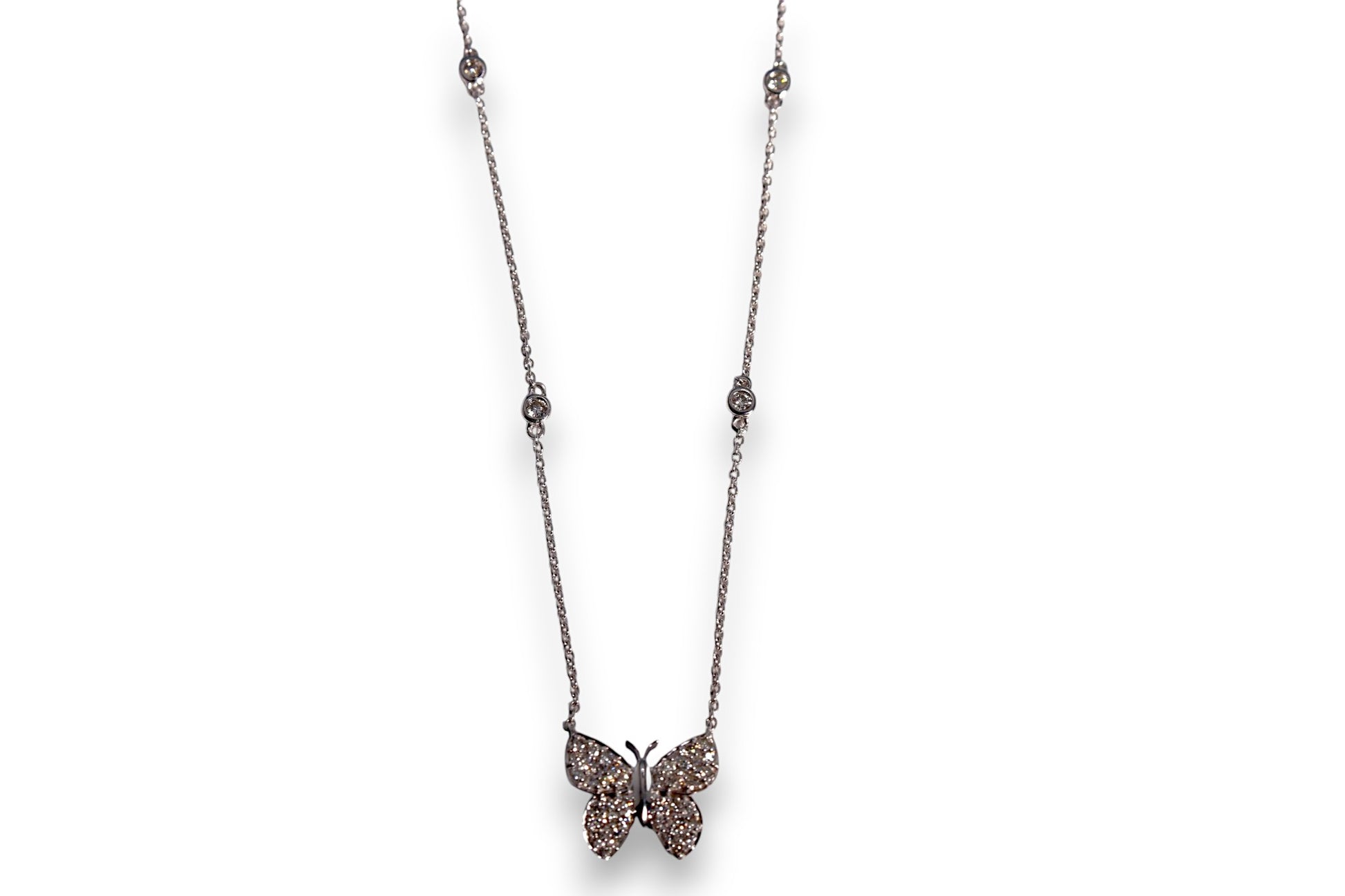 DIAMOND PAVÉ BUTTERFLY PENDANT DIAMOND STATION NECKLACE image 3
