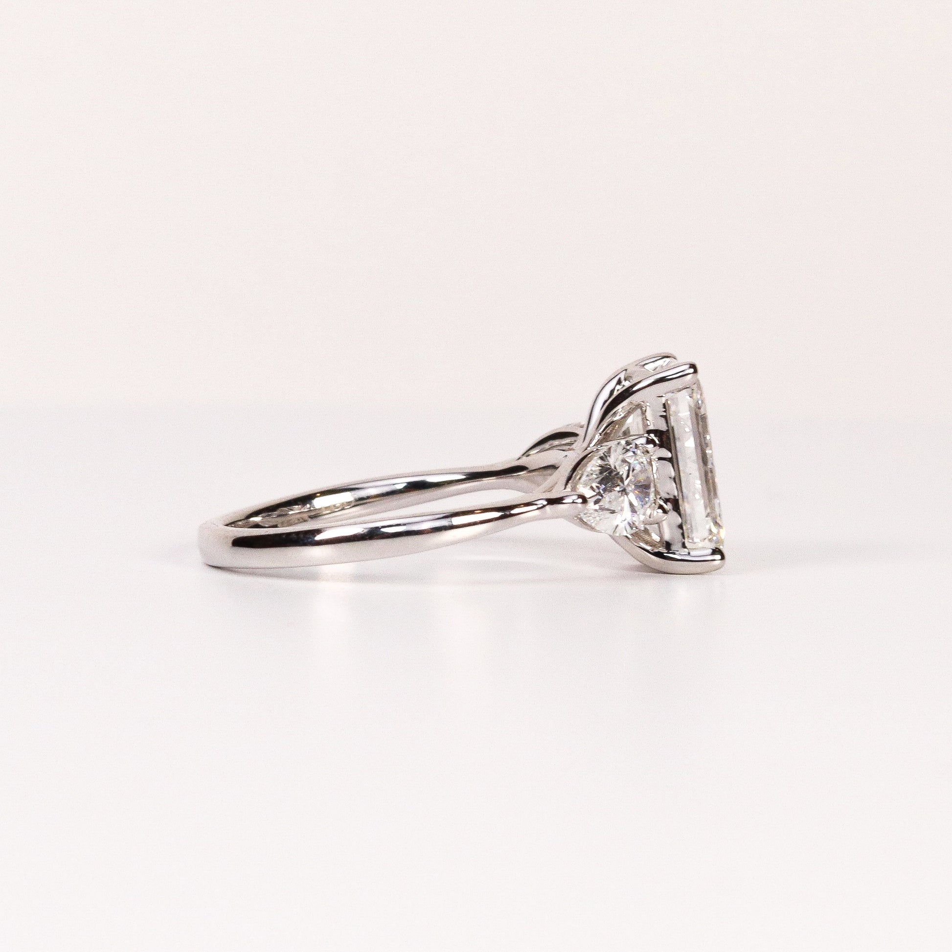 LAB-GROWN DIAMOND EMERALD-CUT & PEAR SIDE-STONE THREE-STONE ENGAGEMENT RING image 2