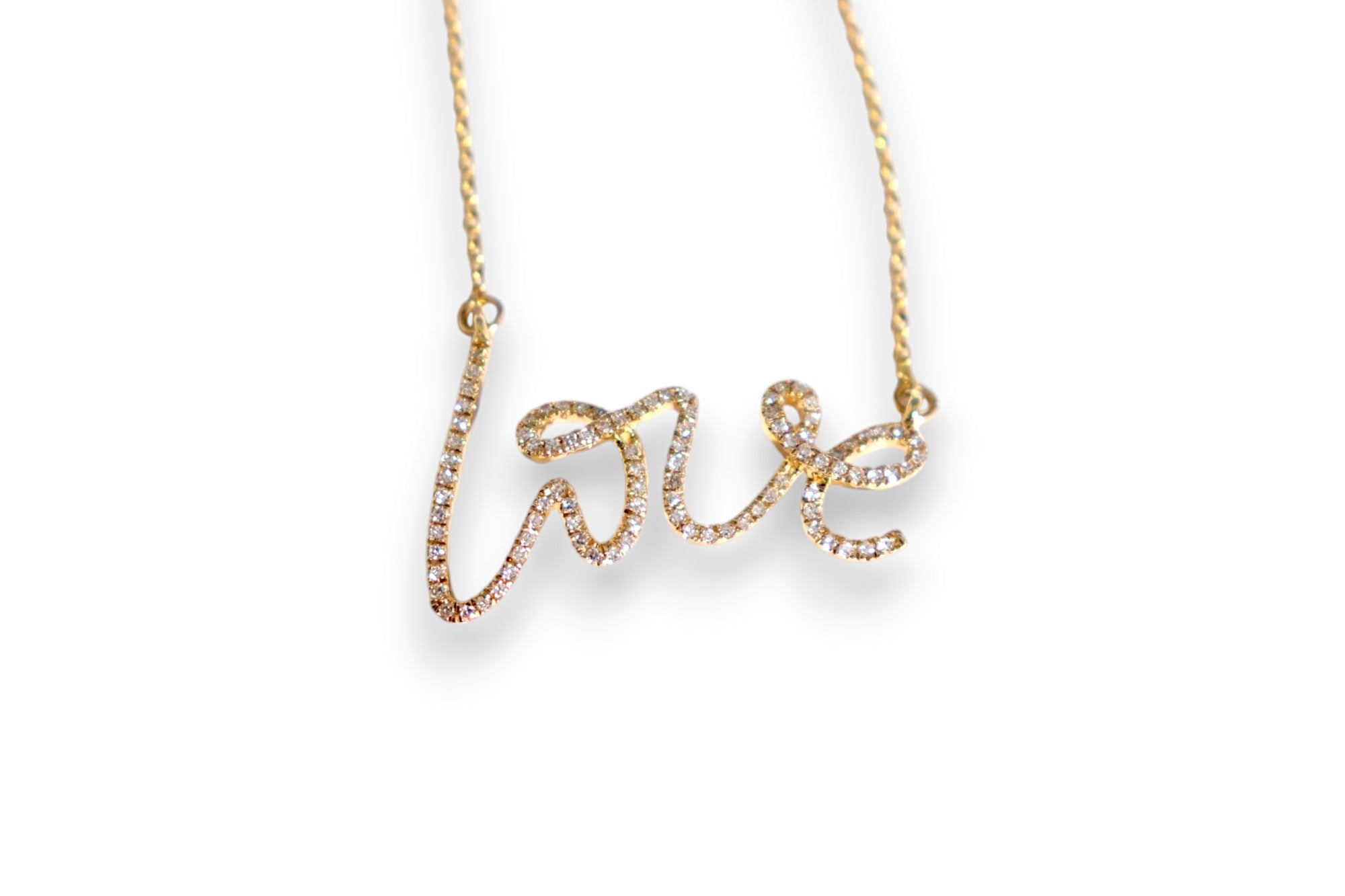 DIAMOND PAVÉ CURSIVE LOVE SCRIPT PENDANT NECKLACE image 0