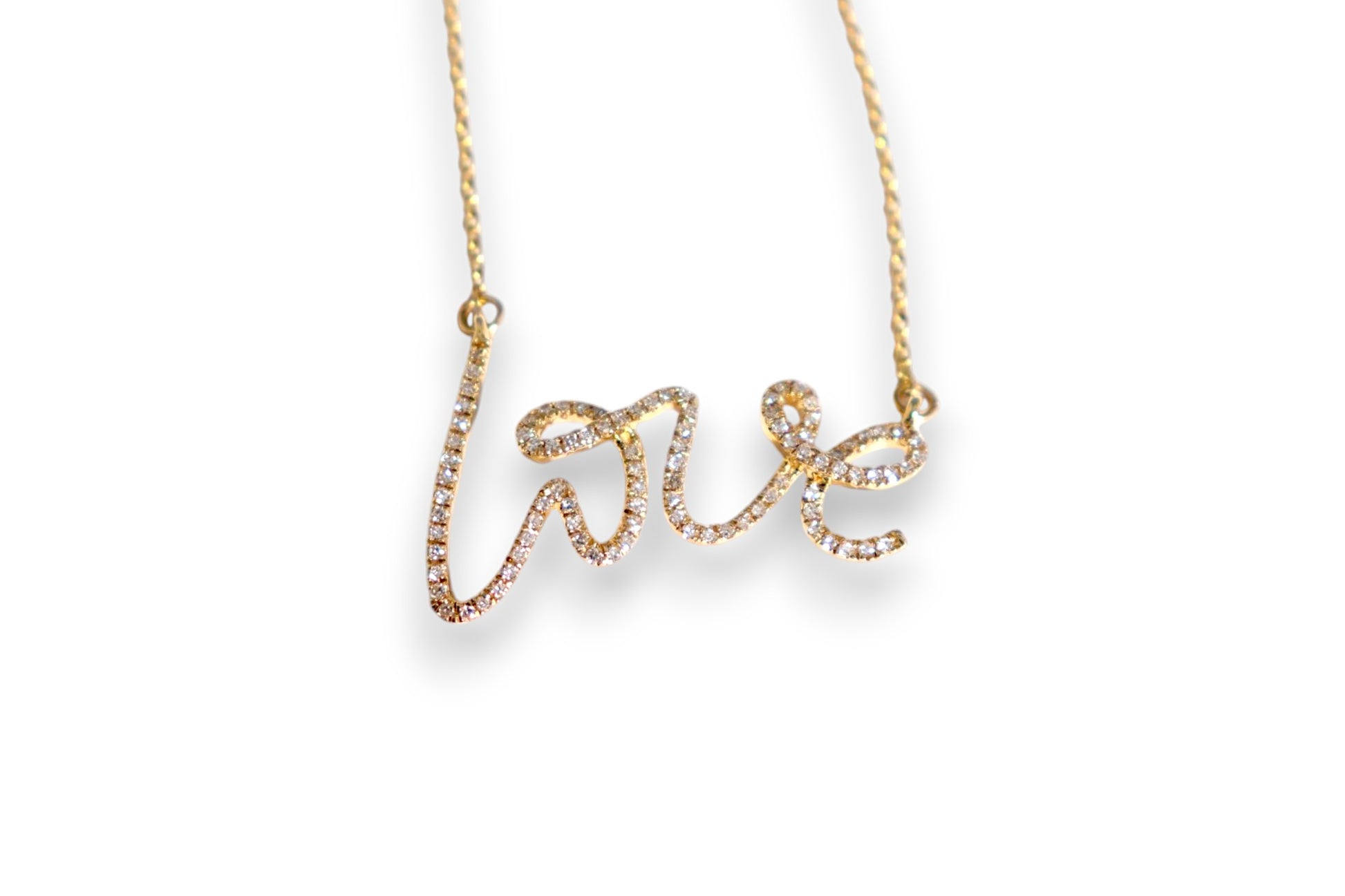 DIAMOND PAVÉ CURSIVE LOVE SCRIPT PENDANT NECKLACE image 0