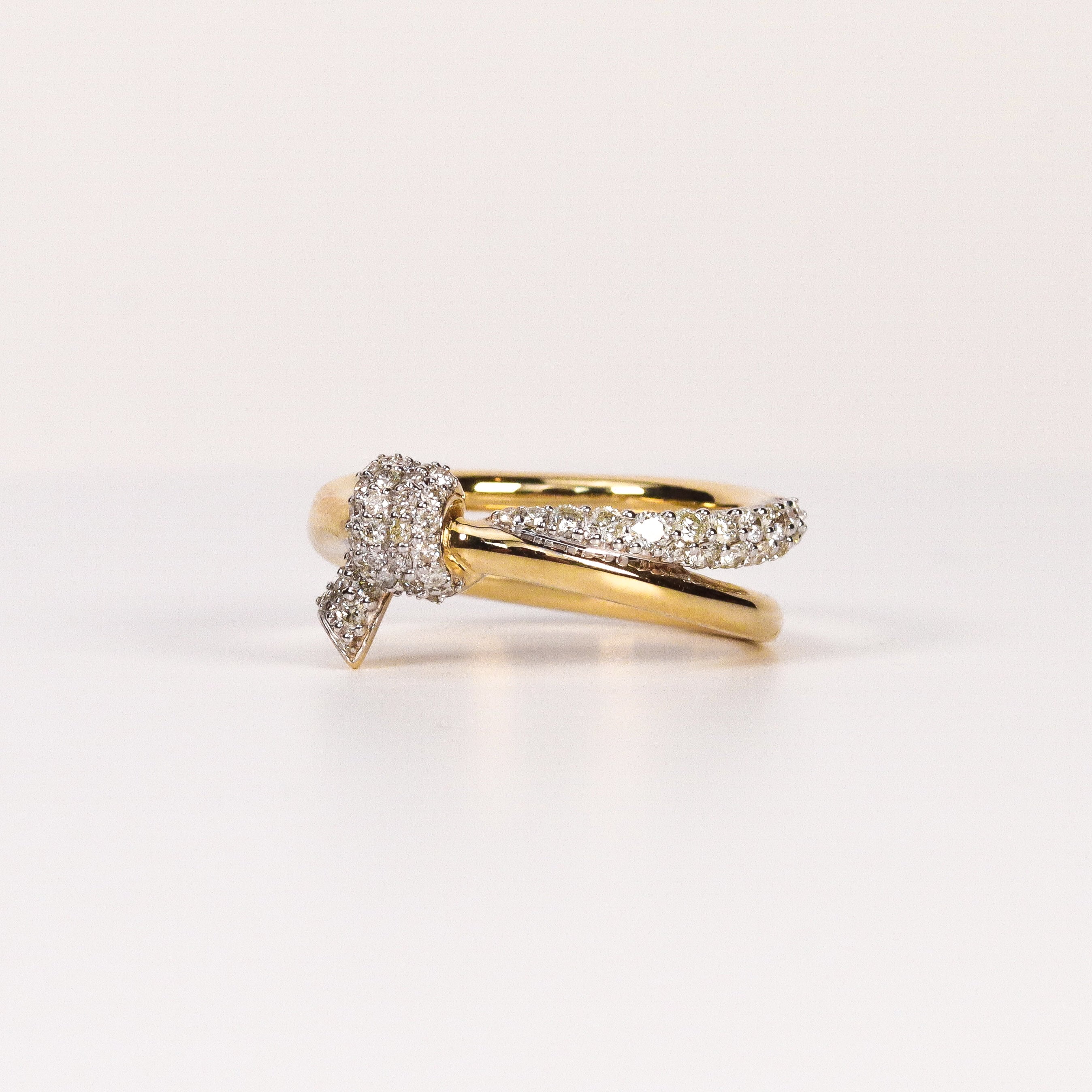 DIAMOND HALF PAVÉ KNOT RING image 1