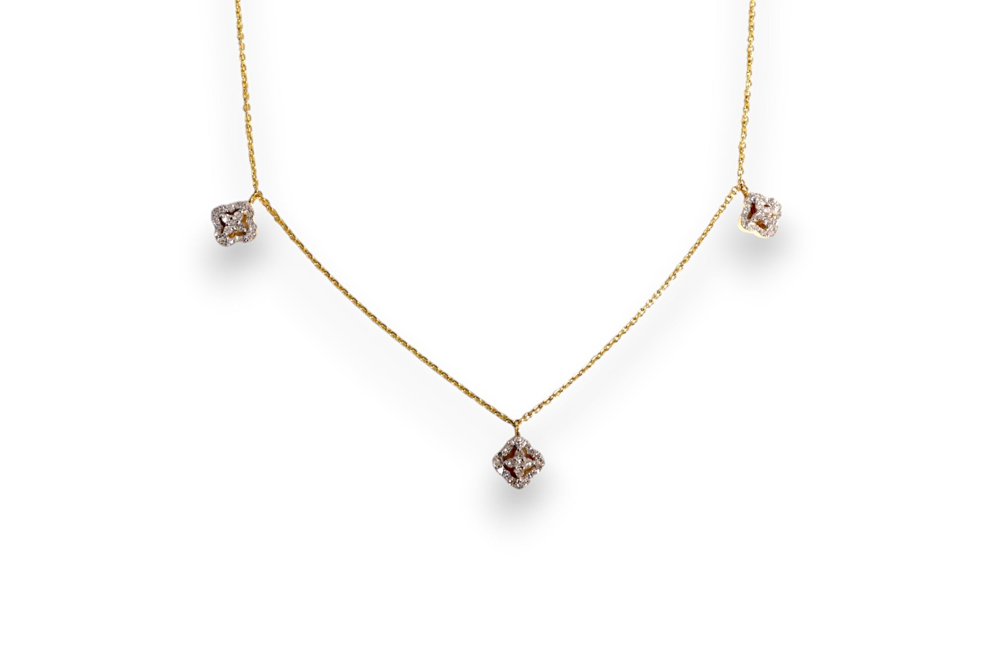 DIAMOND QUATREFOIL TRIPLE DANGLE CHARM NECKLACE image 0