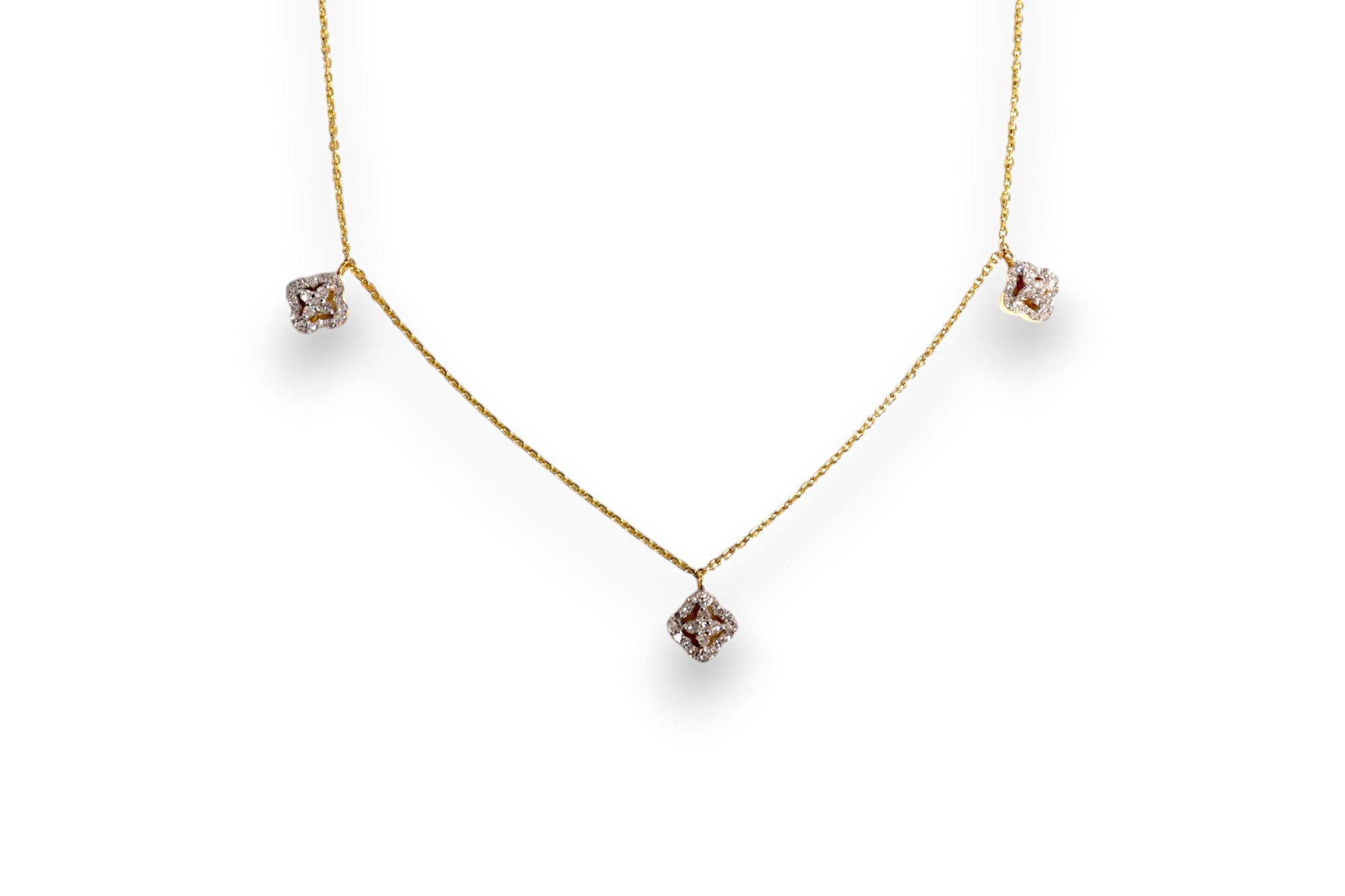 DIAMOND QUATREFOIL TRIPLE DANGLE CHARM NECKLACE image 0