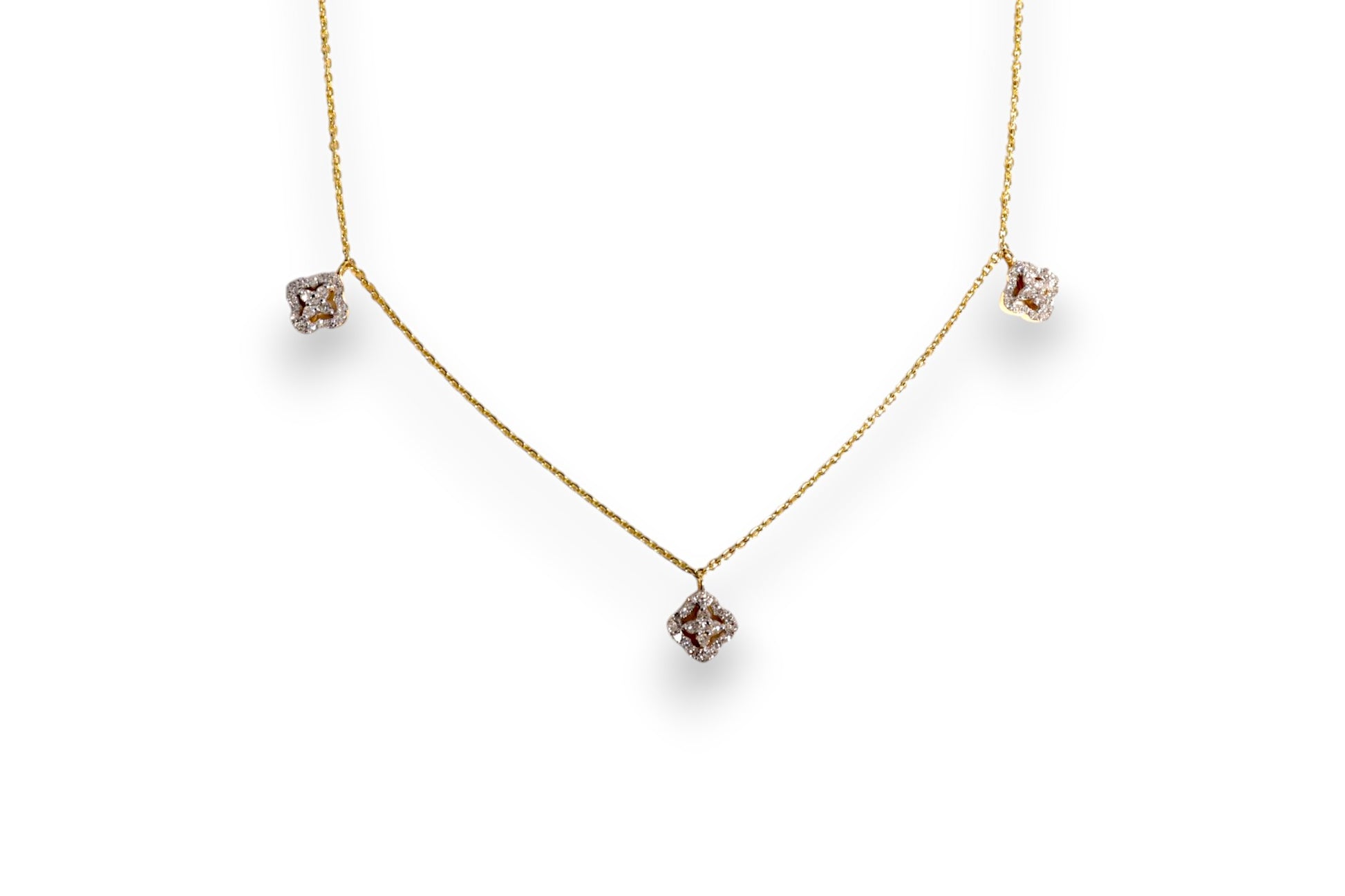 DIAMOND QUATREFOIL TRIPLE DANGLE CHARM NECKLACE image 0