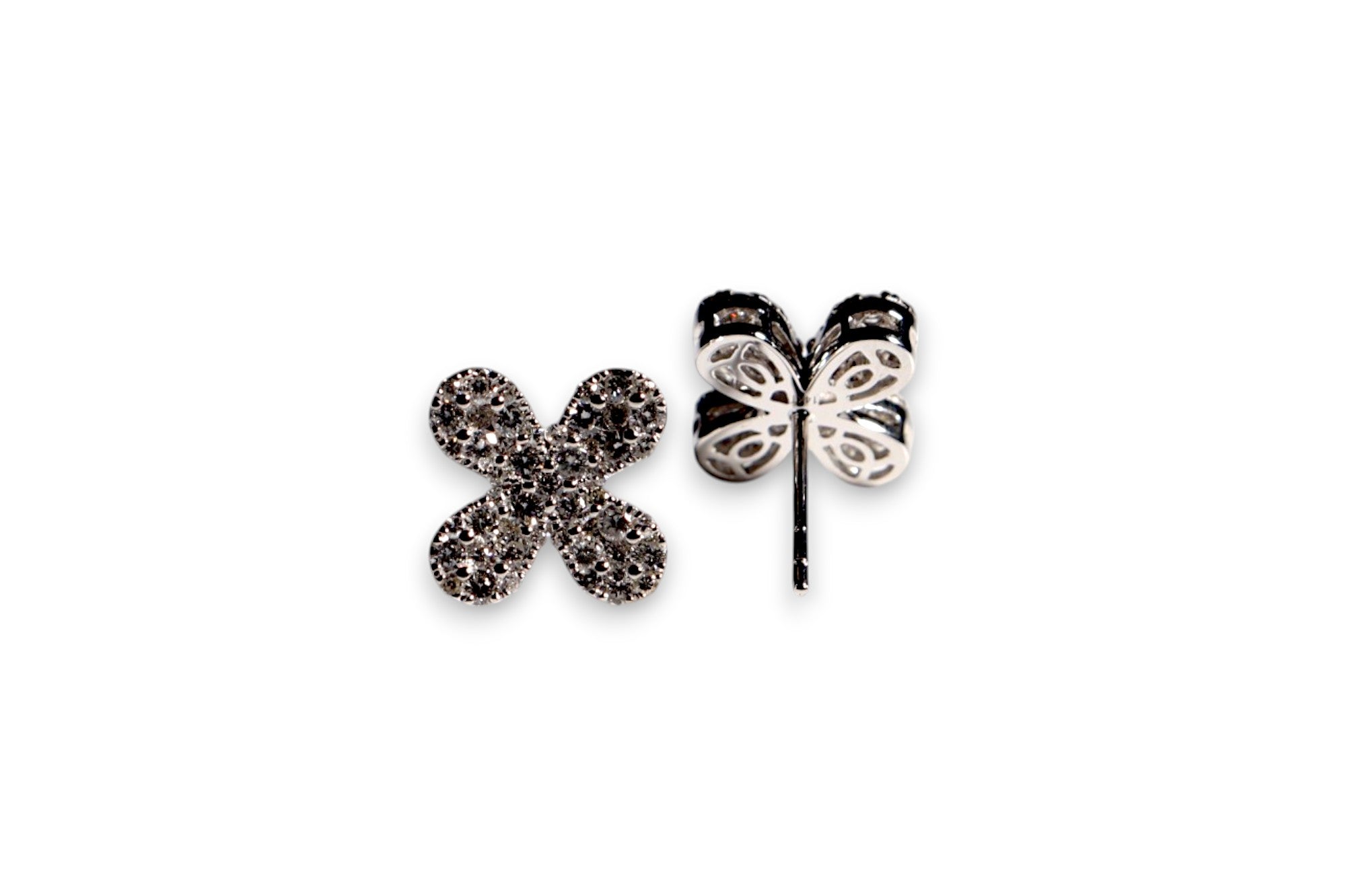 PAVÉ FOUR-PETAL FLOWER DIAMOND STUD EARRINGS image 1