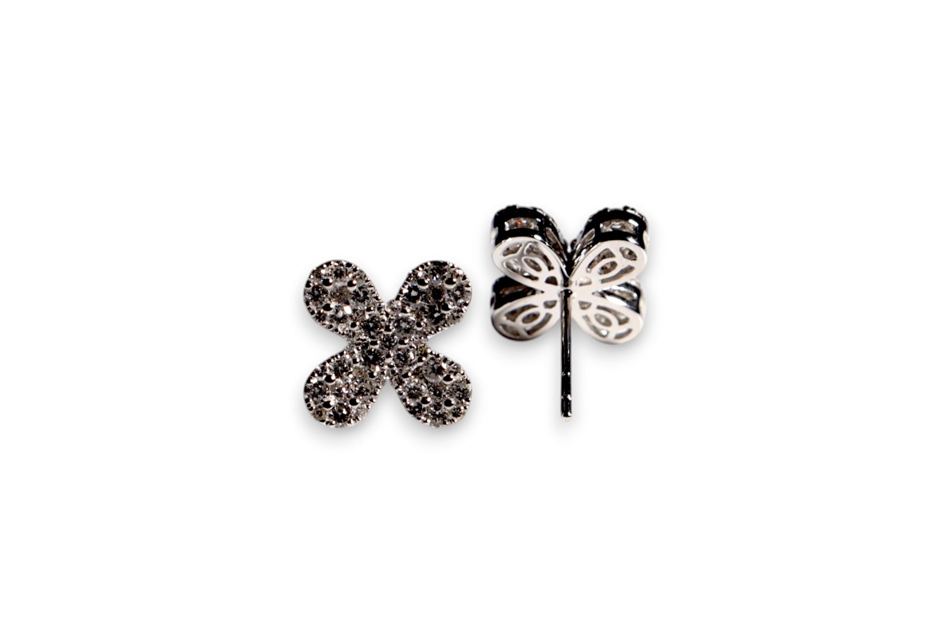 PAVÉ FOUR-PETAL FLOWER DIAMOND STUD EARRINGS image 1