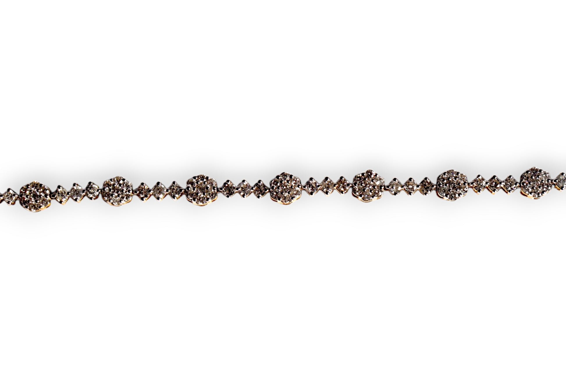 BRILLIANT CUT DIAMOND FLOWER CLUSTER TENNIS BRACELET image 2
