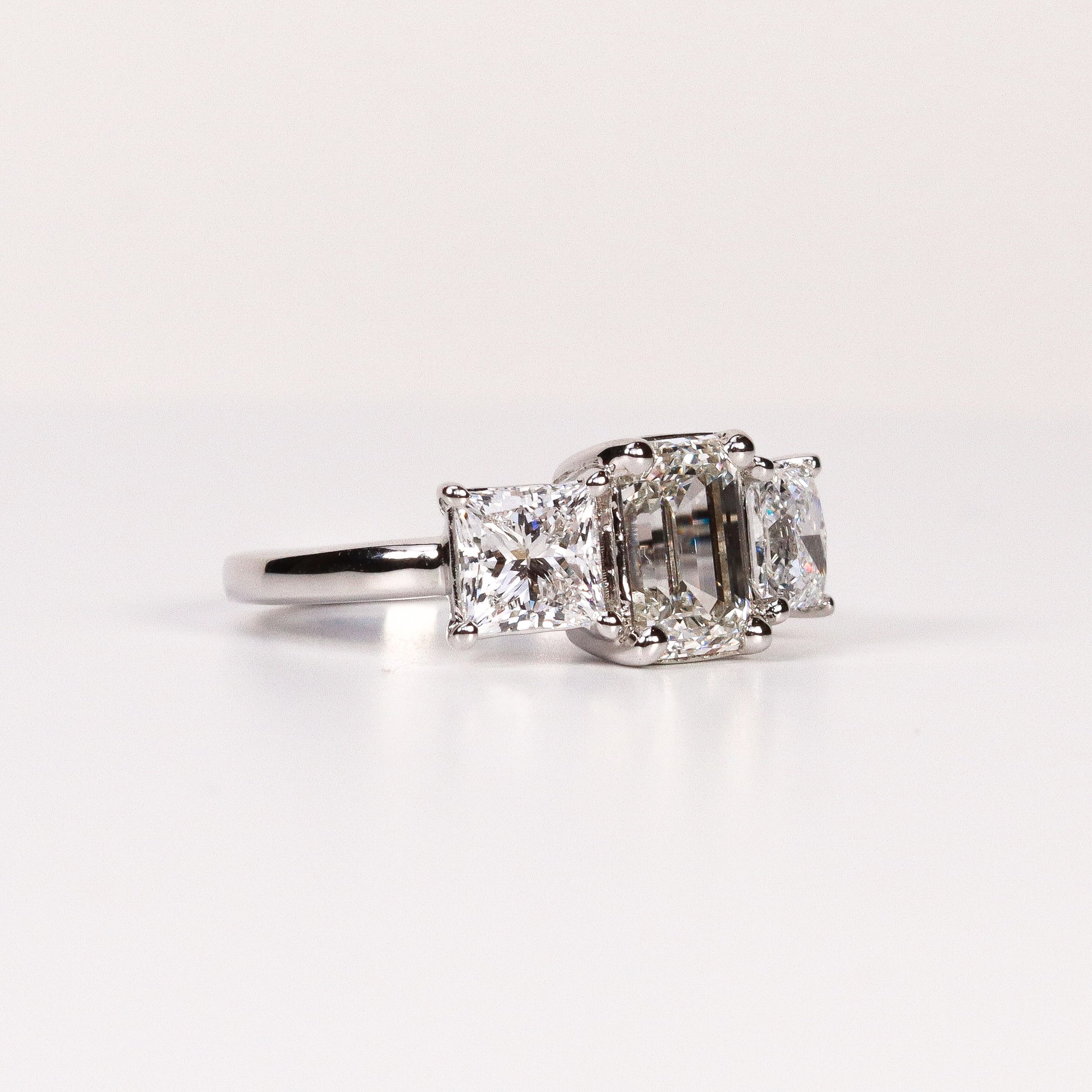 LAB-GROWN DIAMOND EMERALD-CUT THREE-STONE ENGAGEMENT RING image 1