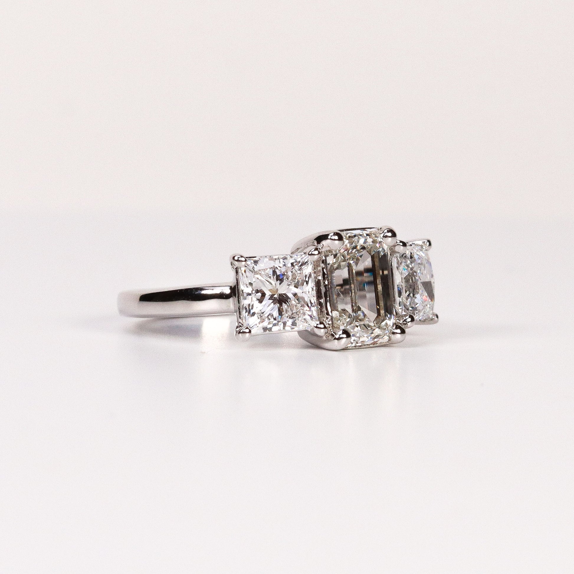 LAB-GROWN DIAMOND EMERALD-CUT THREE-STONE ENGAGEMENT RING image 1