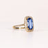 BLUE SAPPHIRE & DIAMOND ELONGATED CUSHION HALO RING image 1