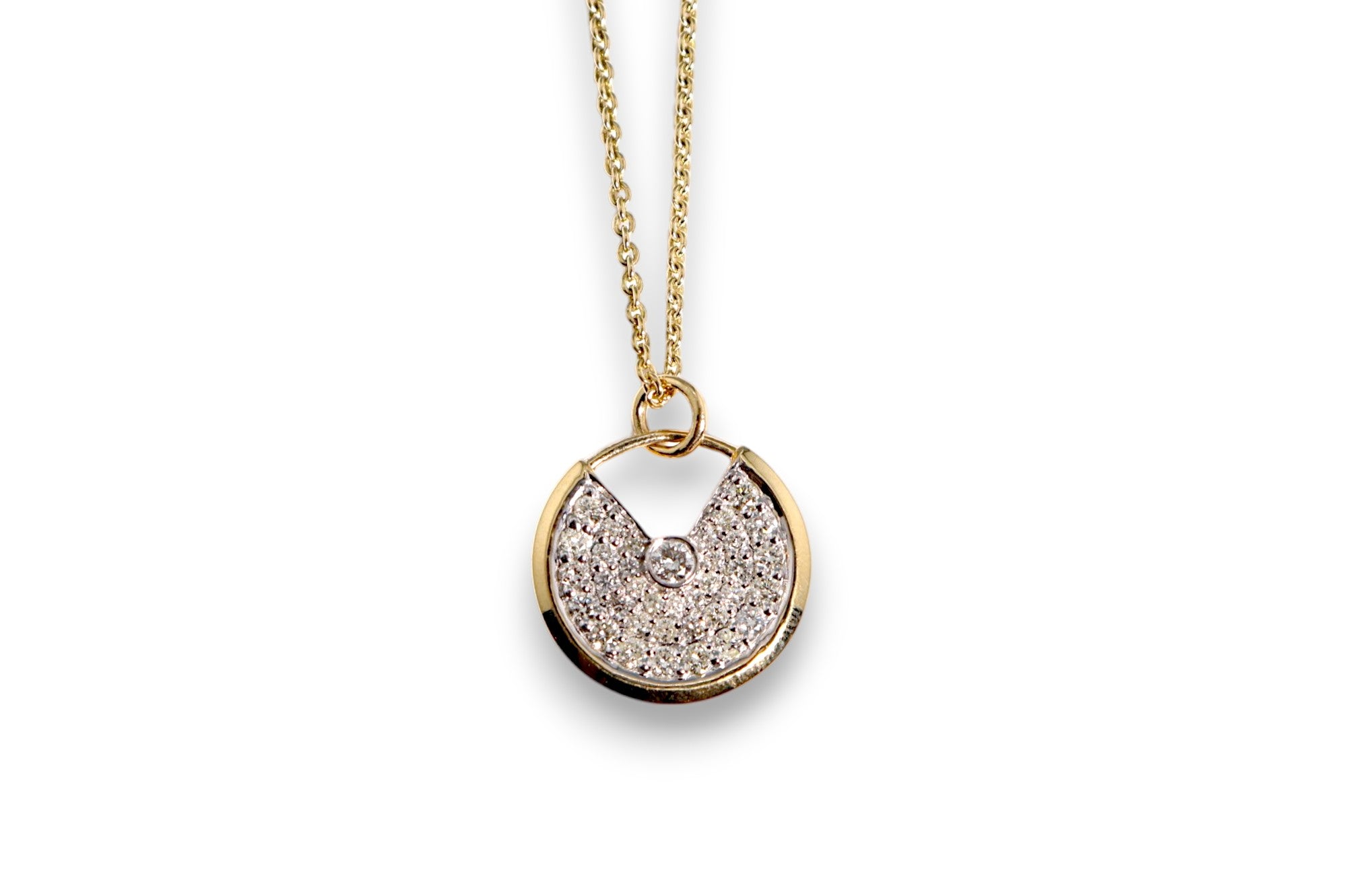 DIAMOND PAVÉ CRESCENT CIRCLE PENDANT NECKLACE image 0