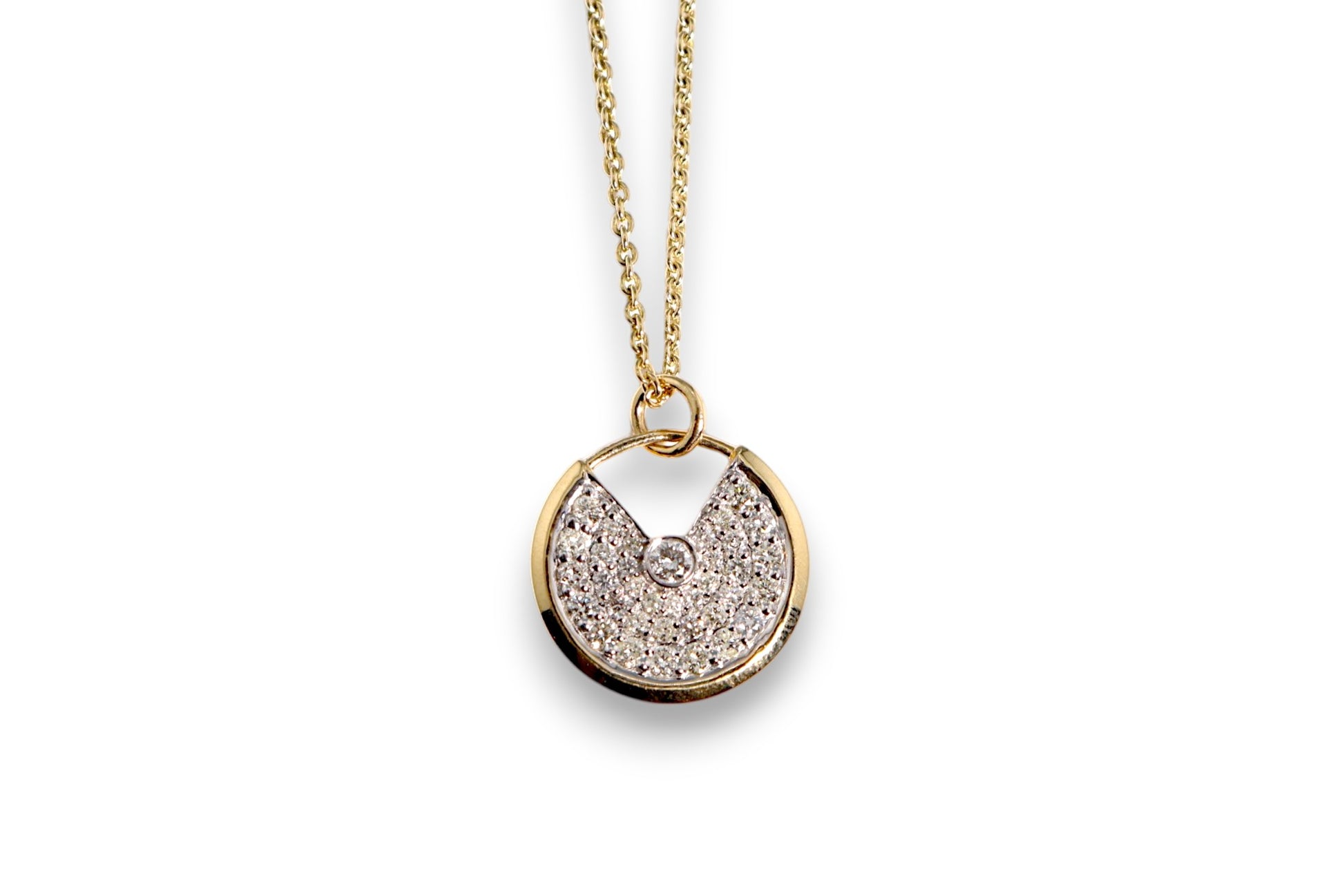 DIAMOND PAVÉ CRESCENT CIRCLE PENDANT NECKLACE image 0