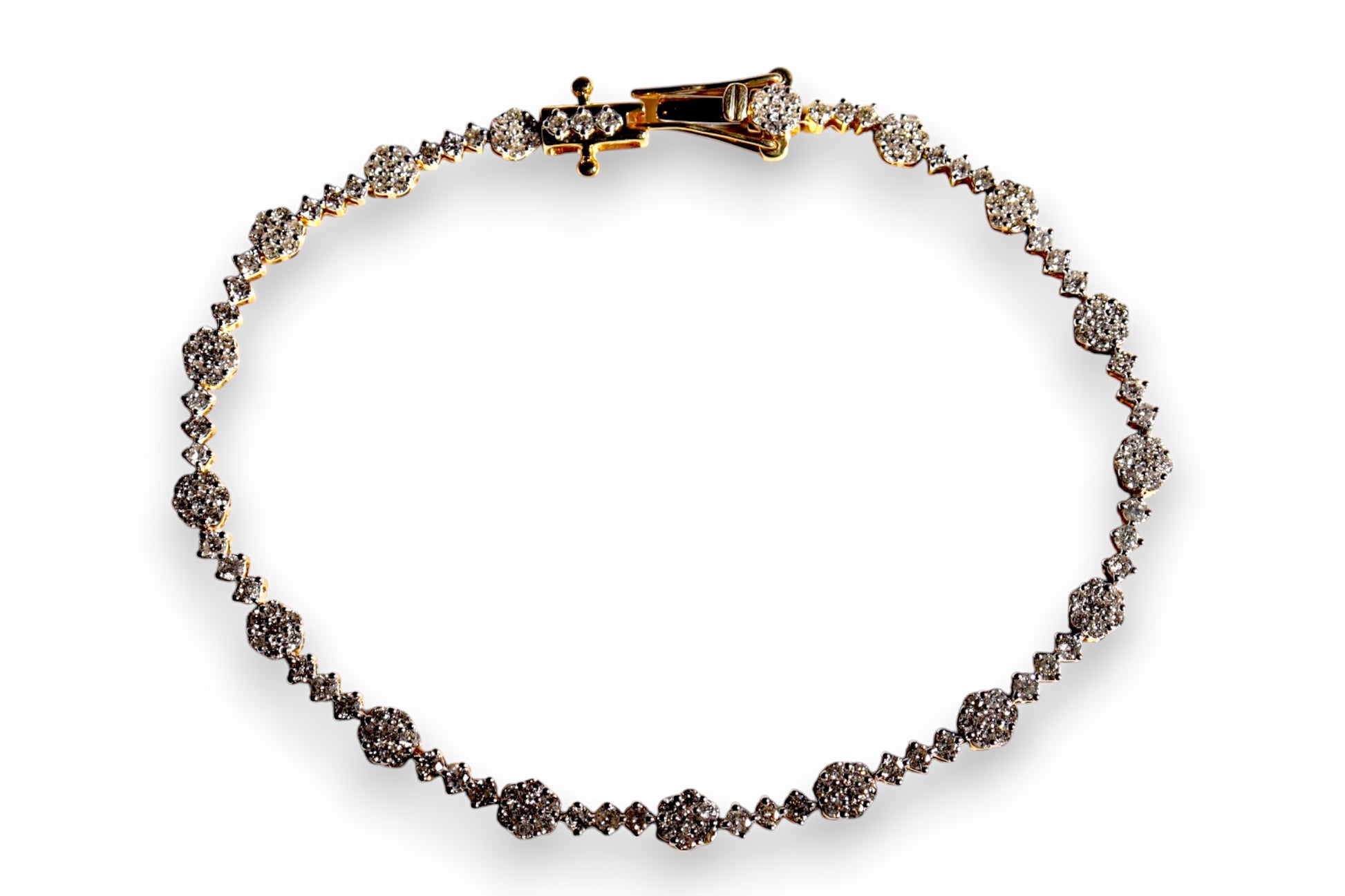 BRILLIANT CUT DIAMOND FLOWER CLUSTER TENNIS BRACELET image 0