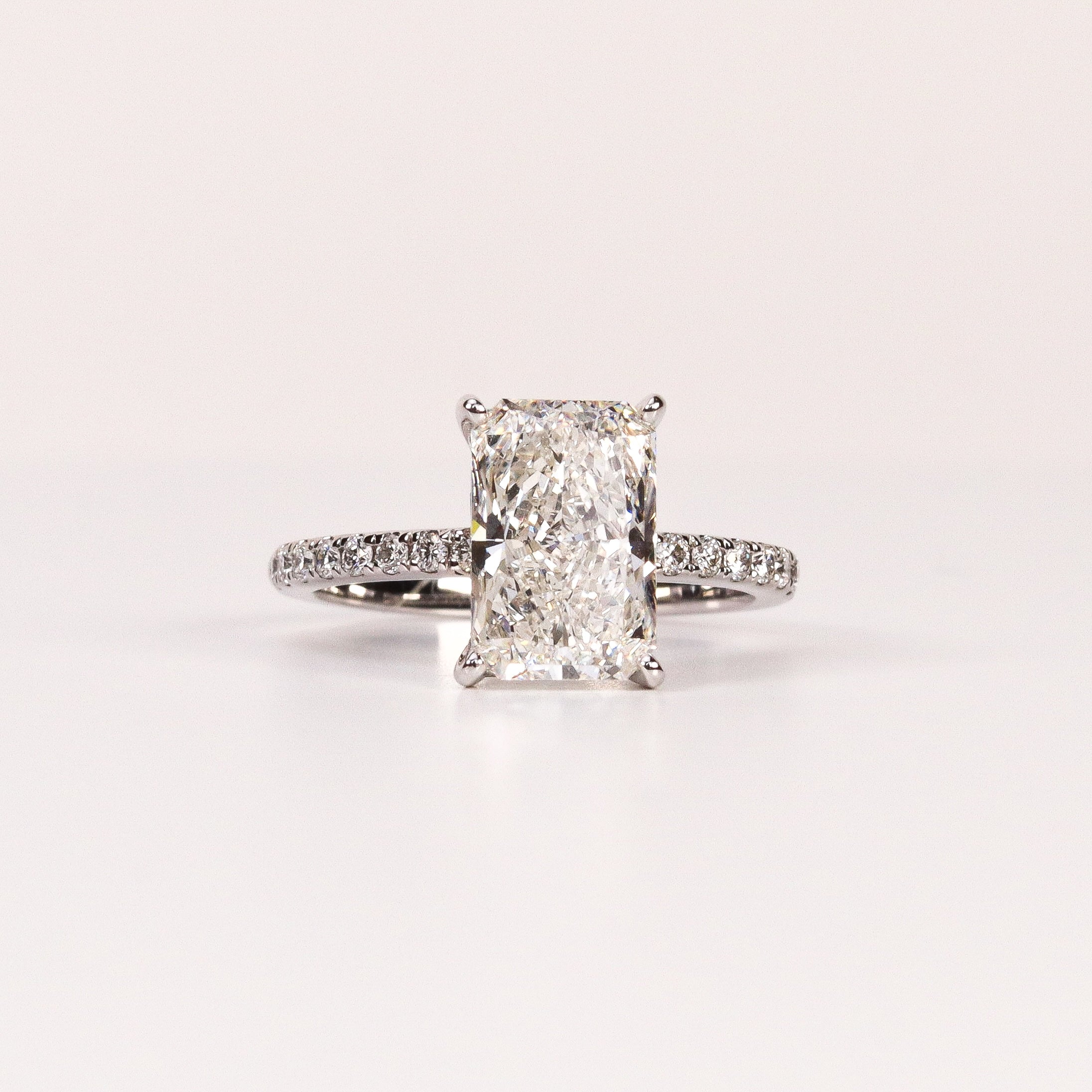 LAB-GROWN DIAMOND RECTANGULAR RADIANT-CUT PAVÉ BAND ENGAGEMENT RING image 0