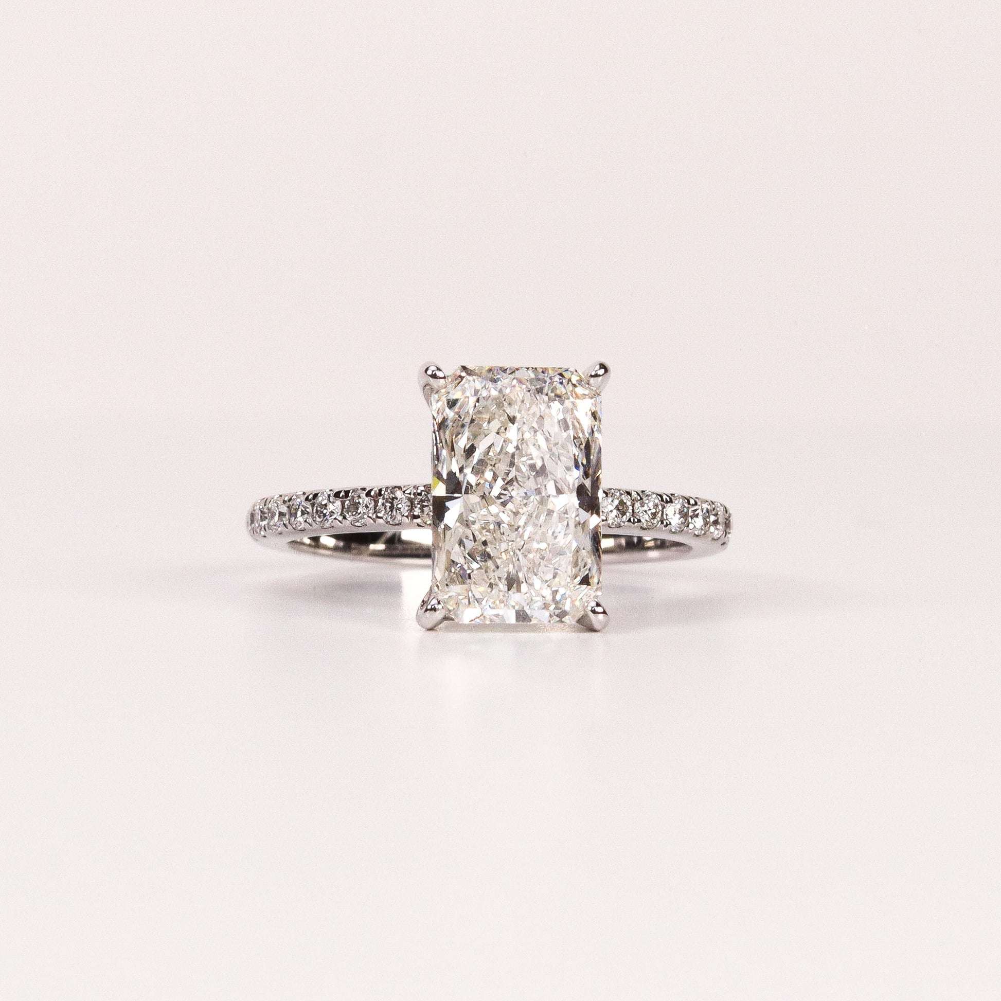 LAB-GROWN DIAMOND RECTANGULAR RADIANT-CUT PAVÉ BAND ENGAGEMENT RING image 0