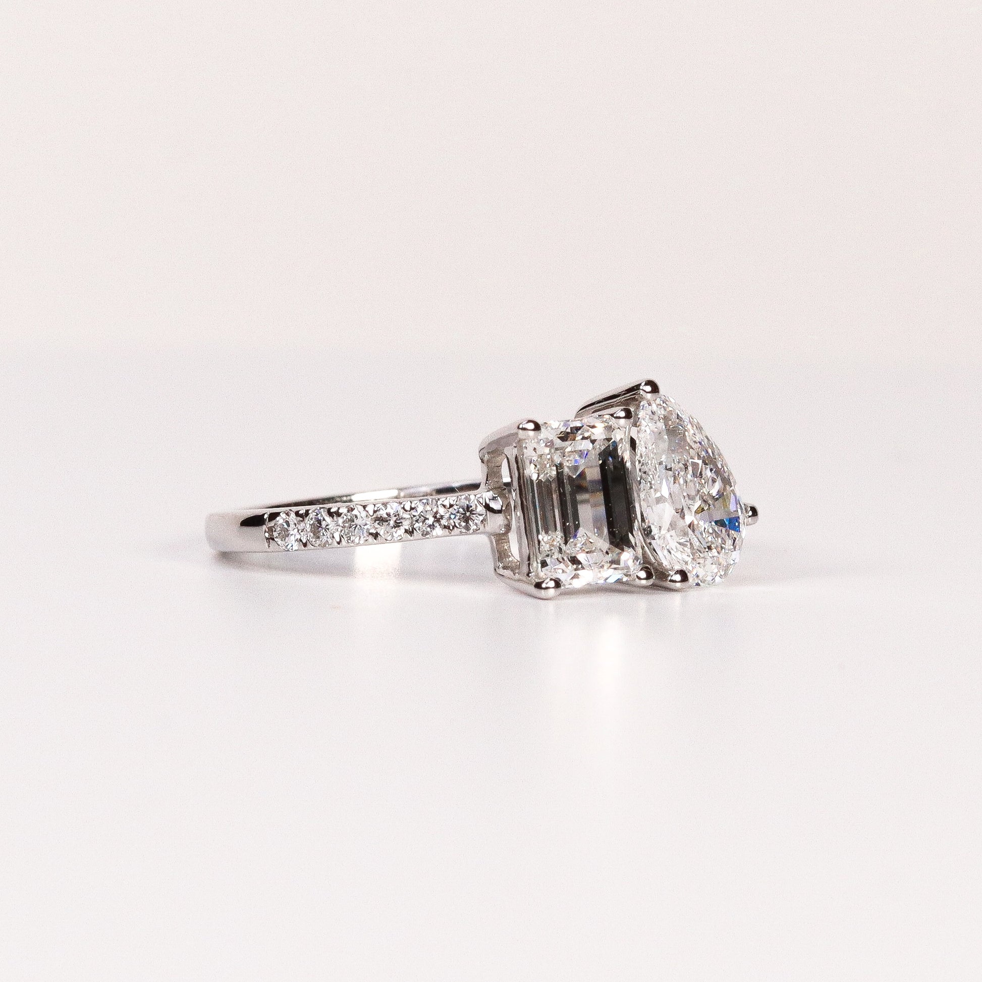 LAB-GROWN DIAMOND EMERALD & PEAR-CUT TOI ET MOI ENGAGEMENT RING image 1