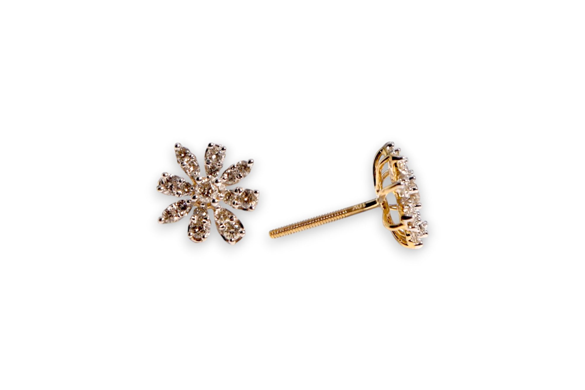 DIAMOND FLOWER STUD EARRINGS image 1