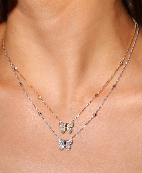DIAMOND PAVÉ BUTTERFLY PENDANT DIAMOND STATION NECKLACE image 6