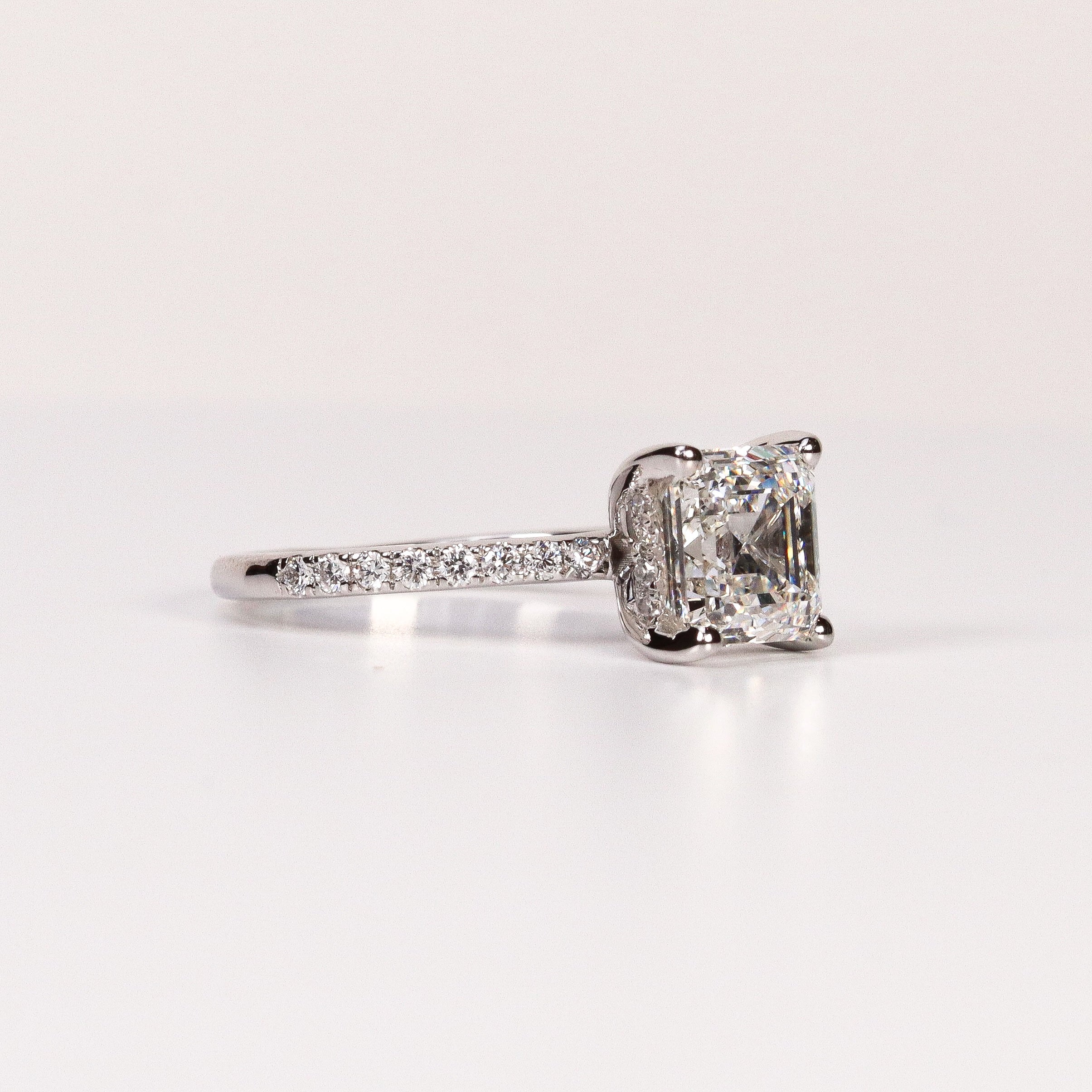LAB-GROWN DIAMOND EMERALD-CUT PAVÉ BAND ENGAGEMENT RING image 1