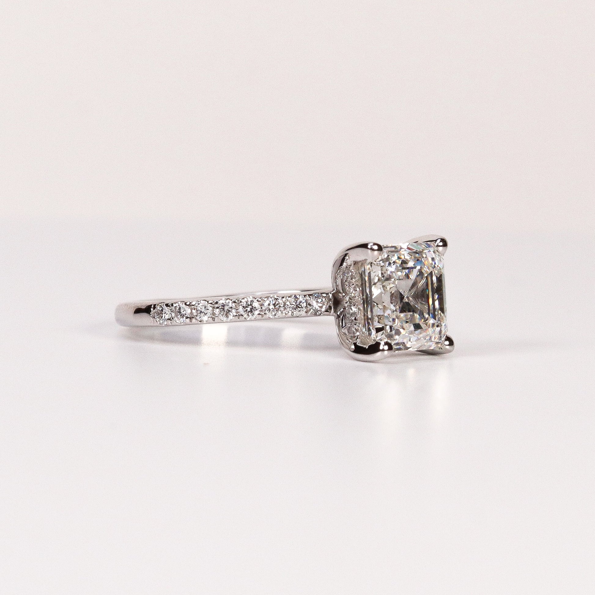LAB-GROWN DIAMOND EMERALD-CUT PAVÉ BAND ENGAGEMENT RING image 1
