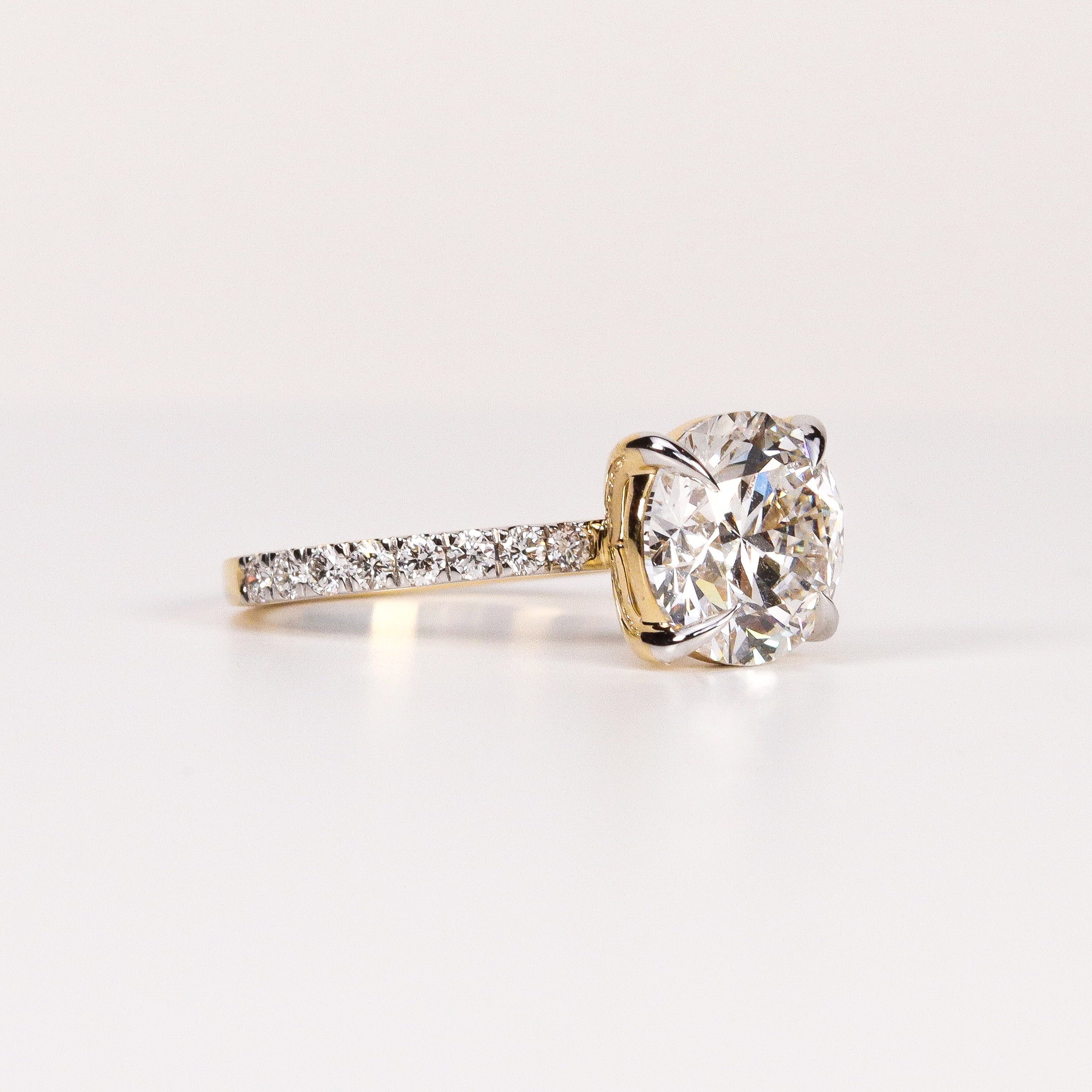 LAB-GROWN DIAMOND ROUND BRILLIANT-CUT CATHEDRAL PAVÉ BAND ENGAGEMENT RING image 1