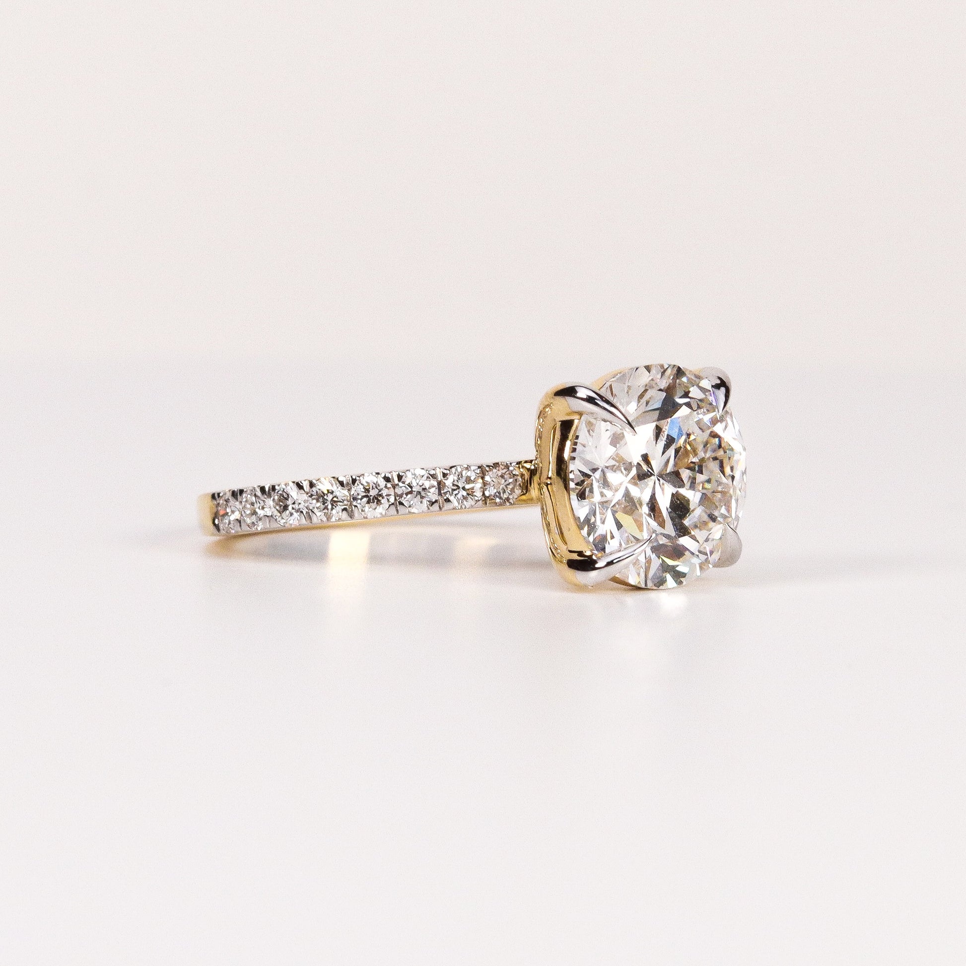 LAB-GROWN DIAMOND ROUND BRILLIANT-CUT CATHEDRAL PAVÉ BAND ENGAGEMENT RING image 1