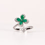 EMERALD & DIAMOND PEAR-CUT FLOWER BYPASS RING image 0