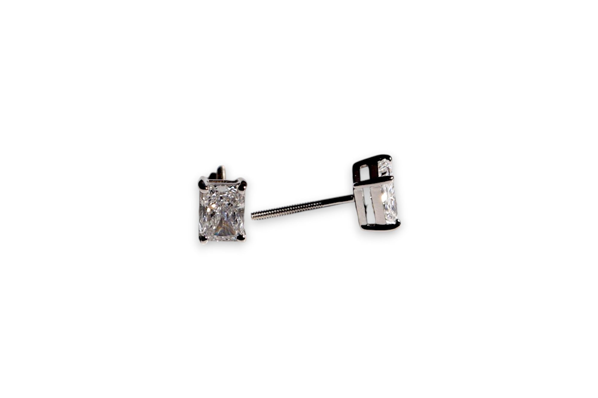 LUXURY LAB-GROWN RADIANT SQUARE CUT DIAMOND STUD EARRINGS image 1