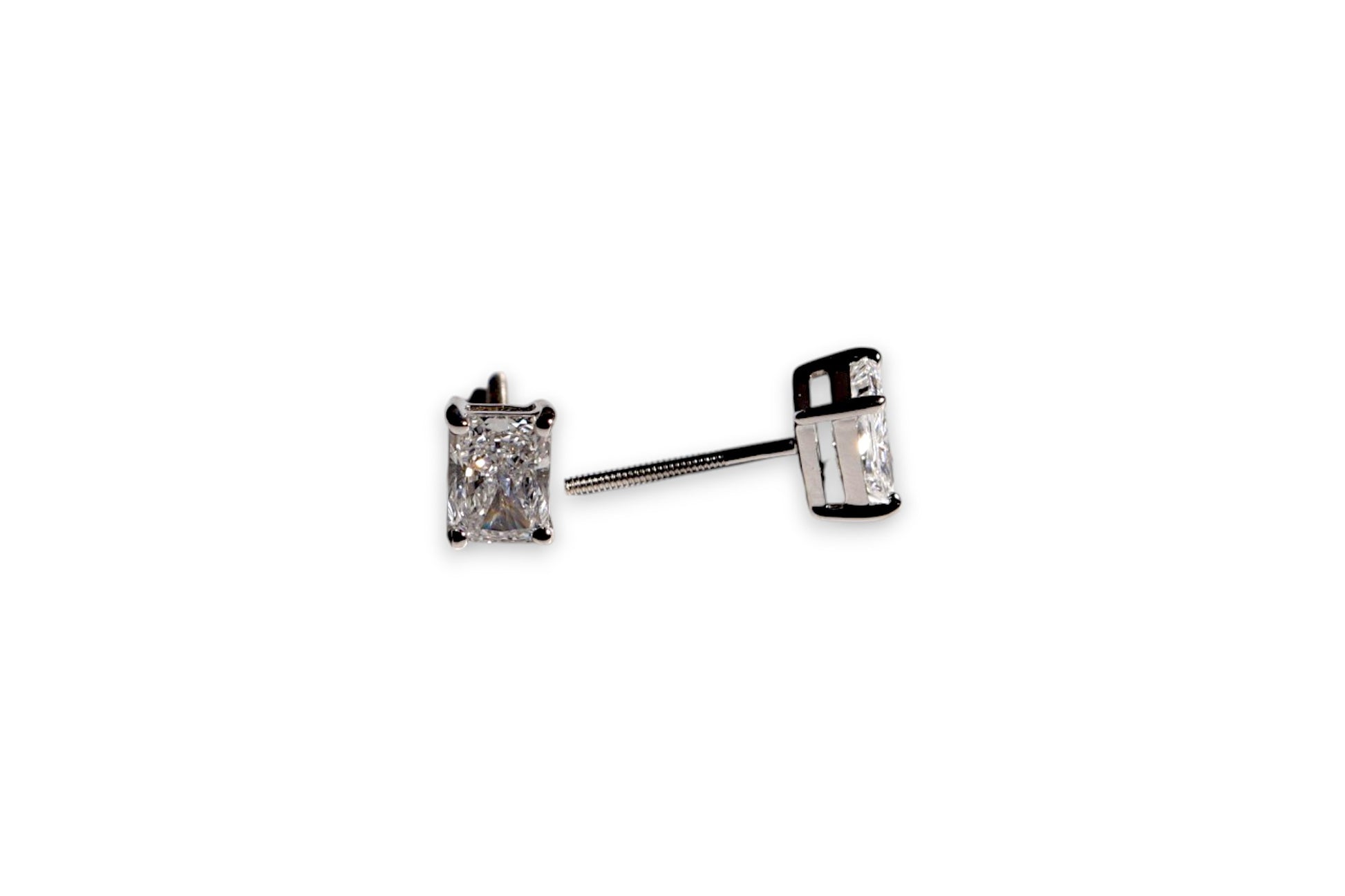 LUXURY LAB-GROWN RADIANT SQUARE CUT DIAMOND STUD EARRINGS image 1